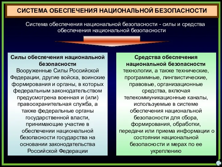 11 Система обеспечения национальной безопасности - силы и средства обеспечения национальной