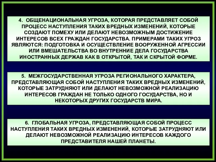 6. ГЛОБАЛЬНАЯ УГРОЗА, ПРЕДСТАВЛЯЮЩАЯ СОБОЙ ПРОЦЕСС НАСТУПЛЕНИЯ ТАКИХ ВРЕДНЫХ ИЗМЕНЕНИЙ, КОТОРЫЕ