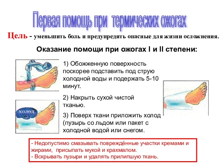 Цель - уменьшить боль и предупредить опасные для жизни осложнения. Оказание