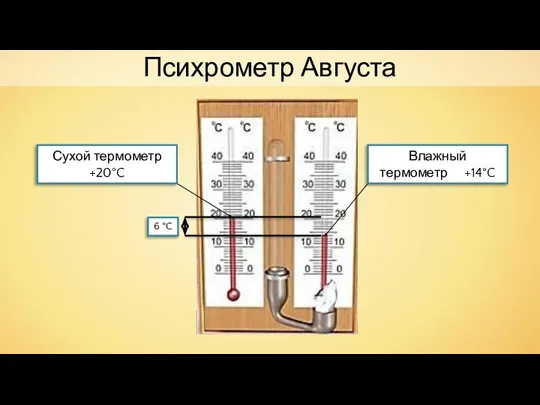 Психрометр Августа Сухой термометр +20°C 6 °C