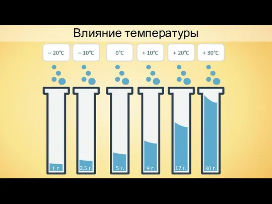 Влияние температуры – 20°C – 10°C 1 г. 5 г. 2,5