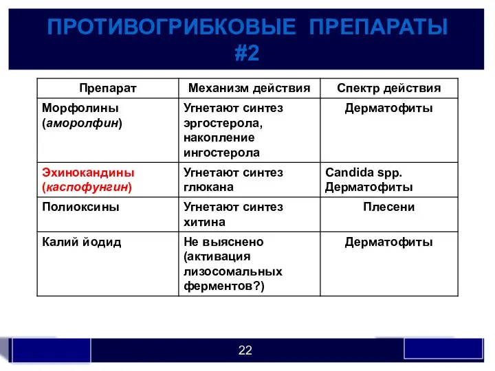 ПРОТИВОГРИБКОВЫЕ ПРЕПАРАТЫ #2