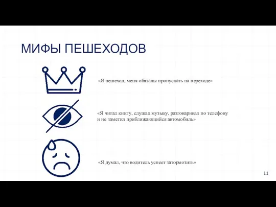 МИФЫ ПЕШЕХОДОВ «Я пешеход, меня обязаны пропускать на переходе» «Я читал