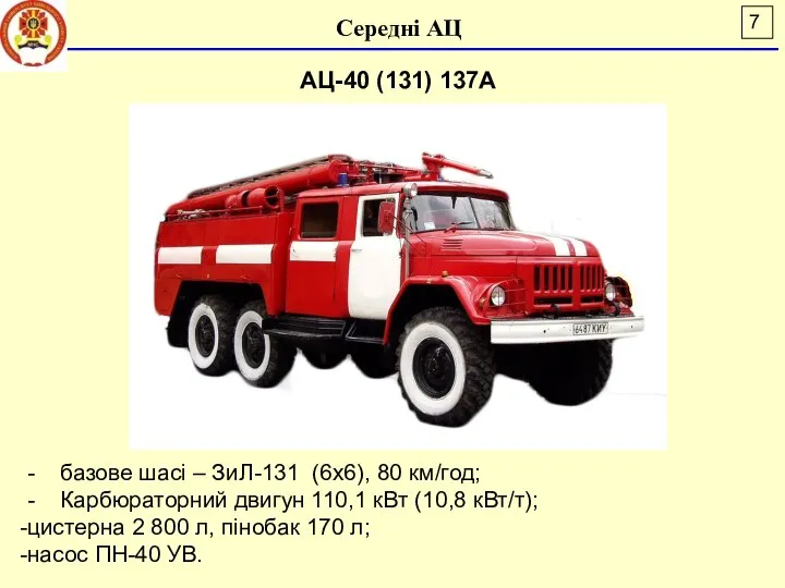 Середні АЦ АЦ-40 (131) 137А - базове шасі – ЗиЛ-131 (6х6),