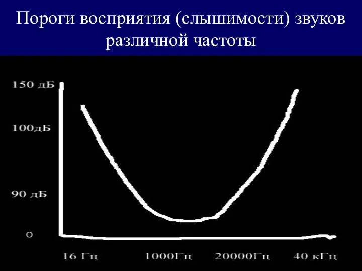 Пороги восприятия (слышимости) звуков различной частоты