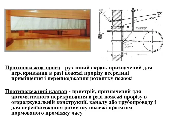 Протипожежна завіса - рухливий екран, призначений для перекривання в разі пожежі