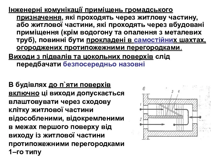 Інженерні комунікації приміщень громадського призначення, які проходять через житлову частину, або