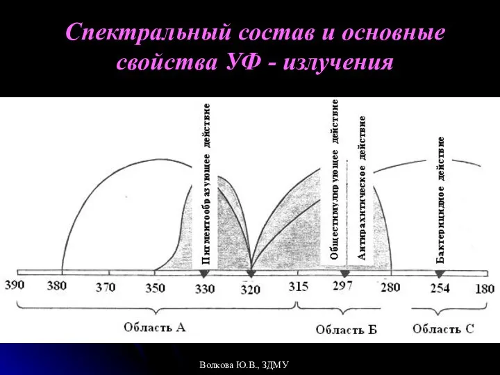 Спектральный состав и основные свойства УФ - излучения Волкова Ю.В., ЗДМУ