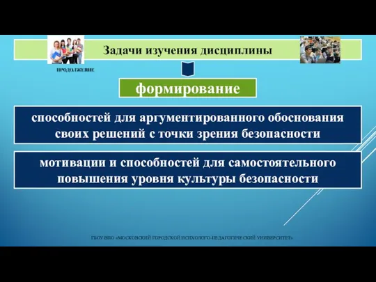 Задачи изучения дисциплины ГБОУ ВПО «МОСКОВСКИЙ ГОРОДСКОЙ ПСИХОЛОГО-ПЕДАГОГИЧЕСКИЙ УНИВЕРСИТЕТ» формирование способностей