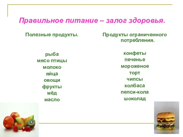 Правильное питание – залог здоровья. Полезные продукты. рыба мясо птицы молоко