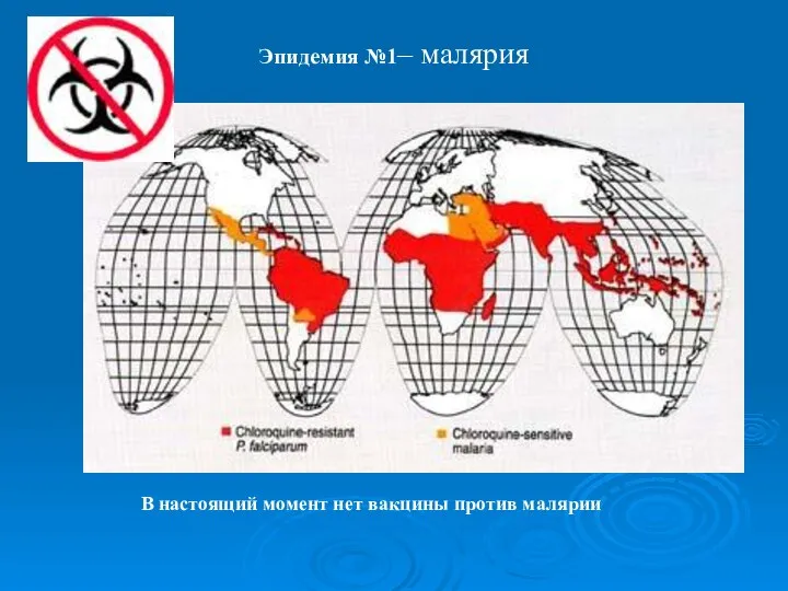 В настоящий момент нет вакцины против малярии Эпидемия №1– малярия