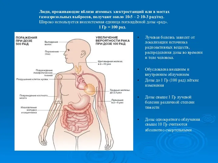 Люди, проживающие вблизи атомных электростанций или в местах газоаэрозольных выбросов, получают