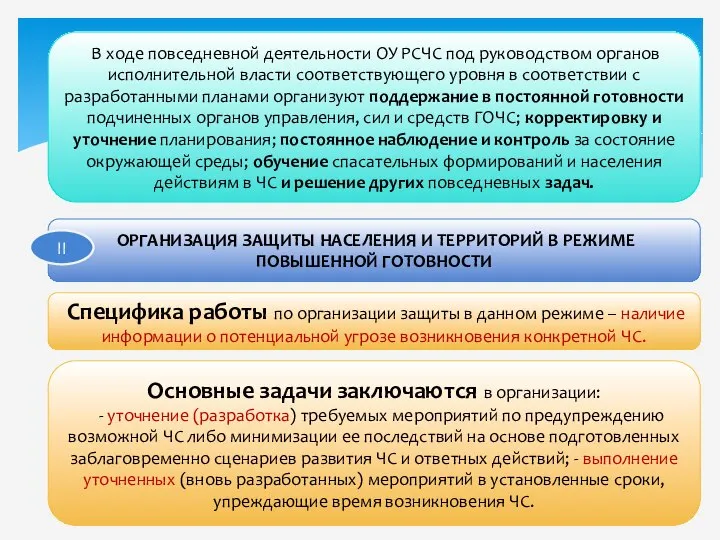 В ходе повседневной деятельности ОУ РСЧС под руководством органов исполнительной власти