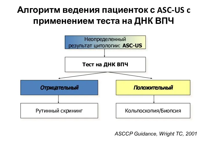 Алгоритм ведения пациенток с ASC-US c применением теста на ДНК ВПЧ