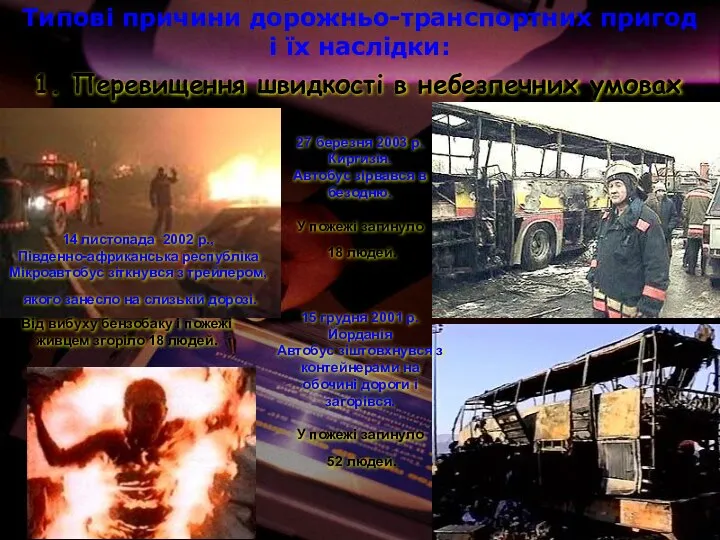 14 листопада 2002 р., Південно-африканська республіка Мікроавтобус зіткнувся з трейлером, якого