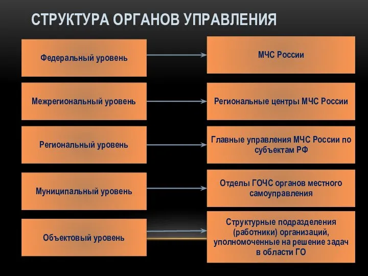 СТРУКТУРА ОРГАНОВ УПРАВЛЕНИЯ Федеральный уровень Межрегиональный уровень Региональный уровень Муниципальный уровень