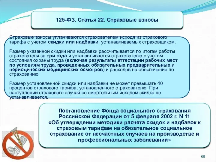 125-ФЗ. Статья 22. Страховые взносы Страховые взносы уплачиваются страхователем исходя из