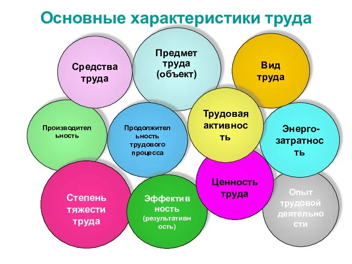 Основные характеристики труда Предмет труда (объект) Опыт трудовой деятельности Продолжительность трудового