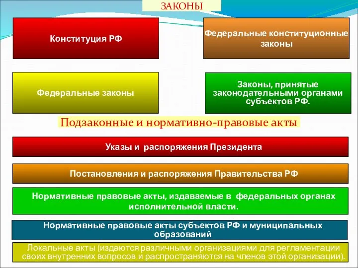 Законы, принятые законодательными органами субъектов РФ. Федеральные законы Федеральные конституционные законы