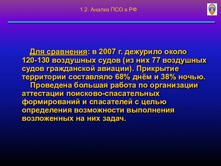 Для сравнения: в 2007 г. дежурило около 120-130 воздушных судов (из