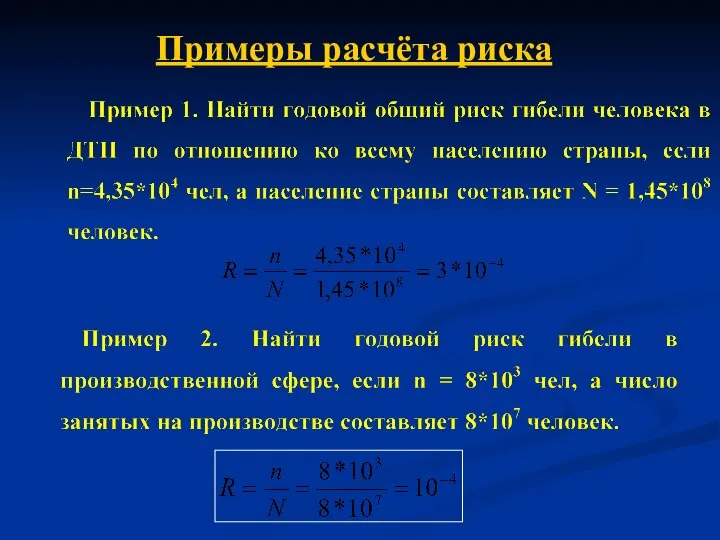 Примеры расчёта риска