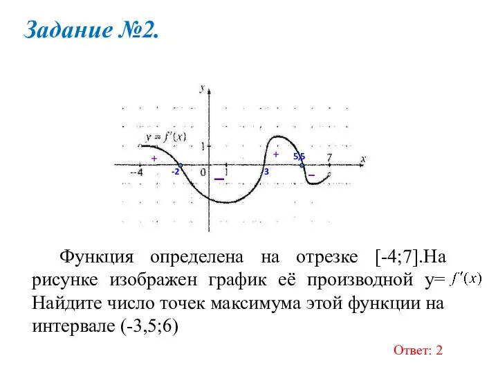 Задание №2. Функция определена на отрезке [-4;7].На рисунке изображен график её