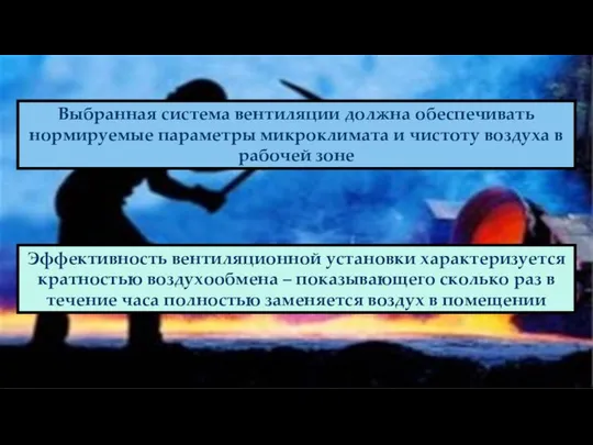 Выбранная система вентиляции должна обеспечивать нормируемые параметры микроклимата и чистоту воздуха