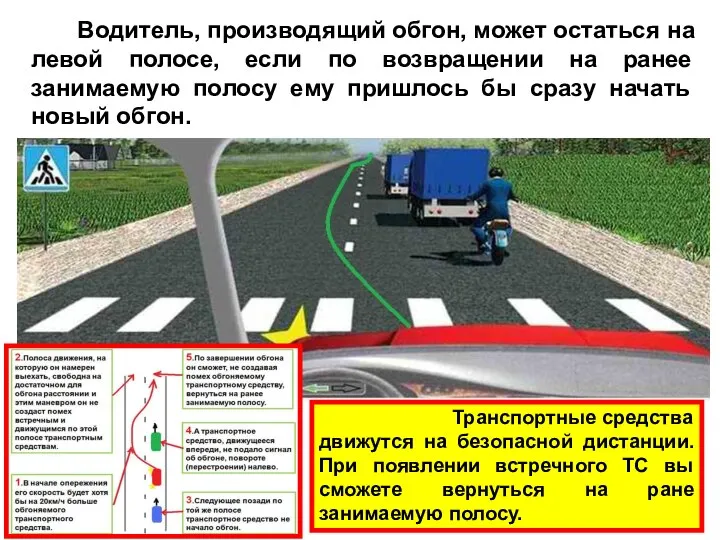 Водитель, производящий обгон, может остаться на левой полосе, если по возвращении