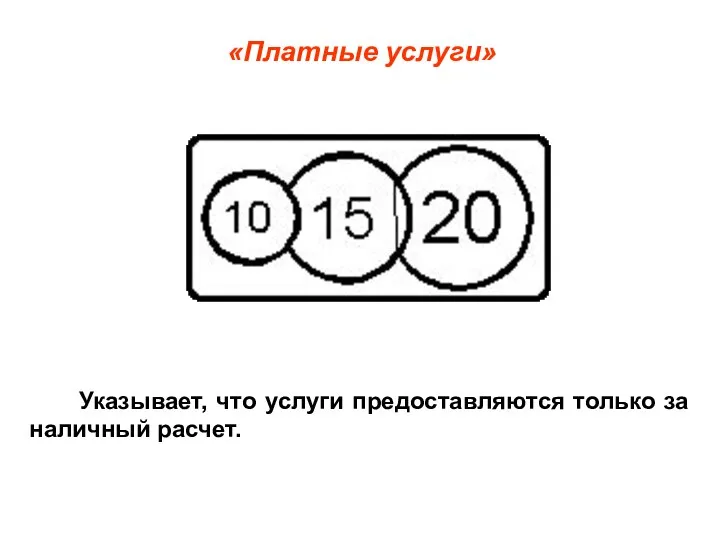 «Платные услуги» Указывает, что услуги предоставляются только за наличный расчет.