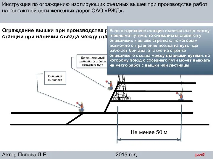 Ограждение вышки при производстве работ на стрелках в горловине станции при