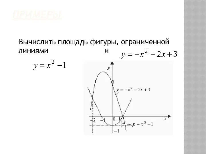 ПРИМЕРЫ Вычислить площадь фигуры, ограниченной линиями и