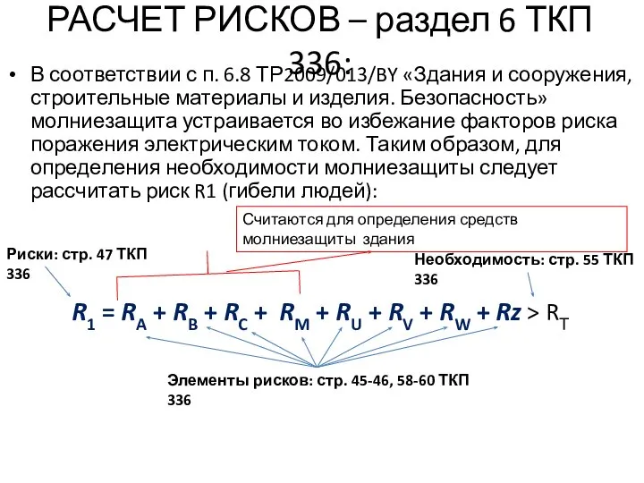 РАСЧЕТ РИСКОВ – раздел 6 ТКП 336: В соответствии с п.