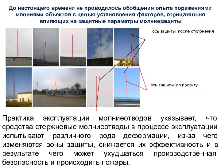 До настоящего времени не проводилось обобщения опыта поражениями молниями объектов с