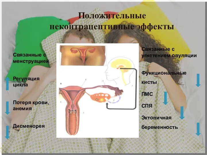 Связанные с менструацией Регуляция цикла Потеря крови, анемия Дисменорея Связанные с