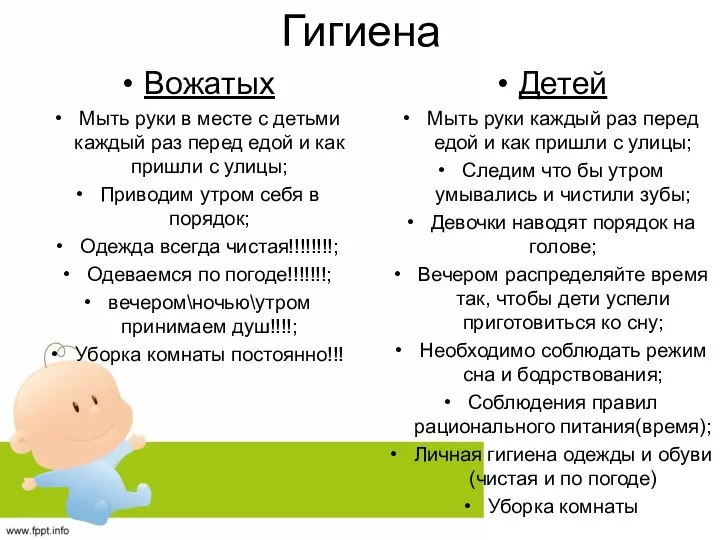 Гигиена Детей Мыть руки каждый раз перед едой и как пришли