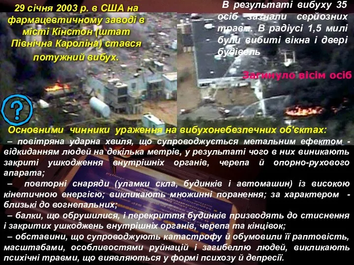 29 січня 2003 р. в США на фармацевтичному заводі в місті