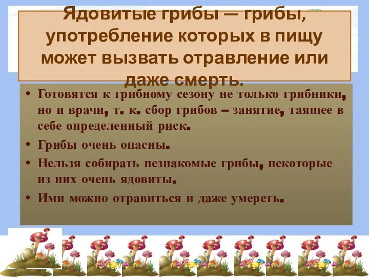 Готовятся к грибному сезону не только грибники, но и врачи, т.