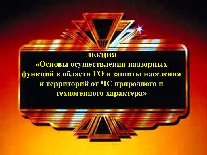 ЛЕКЦИЯ «Основы осуществления надзорных функций в области ГО и защиты населения