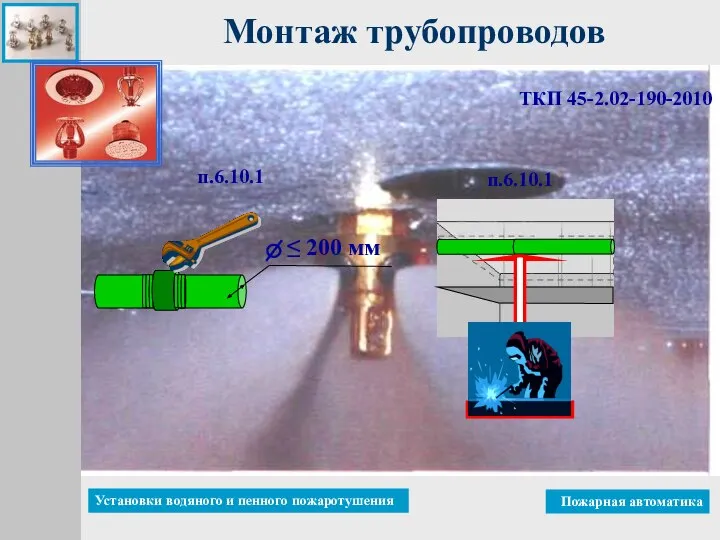 Монтаж трубопроводов ≤ 200 мм ТКП 45-2.02-190-2010 п.6.10.1 п.6.10.1