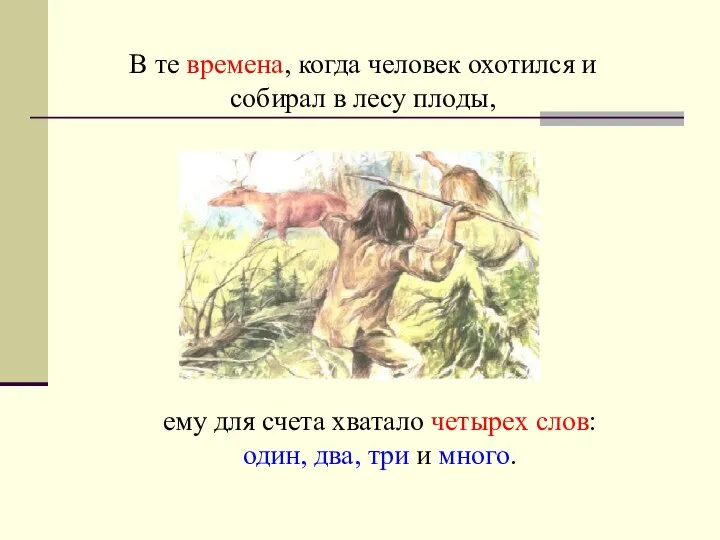 В те времена, когда человек охотился и собирал в лесу плоды,