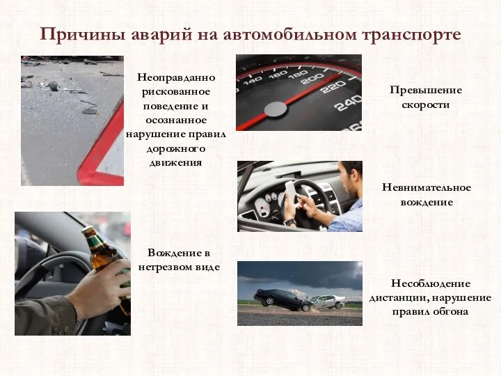 Причины аварий на автомобильном транспорте Неоправданно рискованное поведение и осознанное нарушение