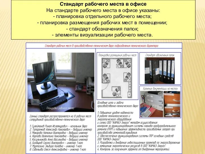 Стандарт рабочего места в офисе На стандарте рабочего места в офисе