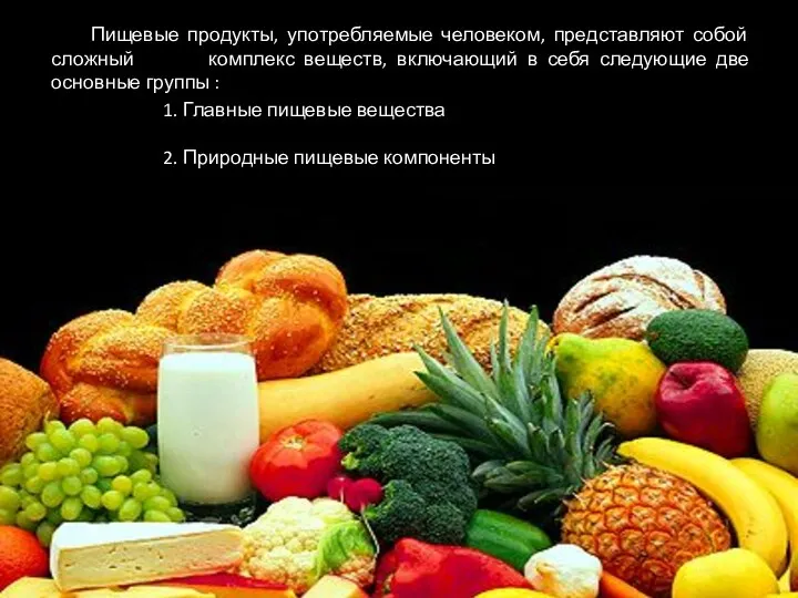 Пищевые продукты, употребляемые человеком, представляют собой сложный комплекс веществ, включающий в