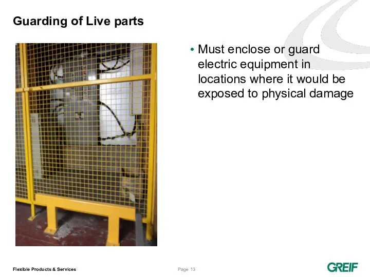 Guarding of Live parts Must enclose or guard electric equipment in