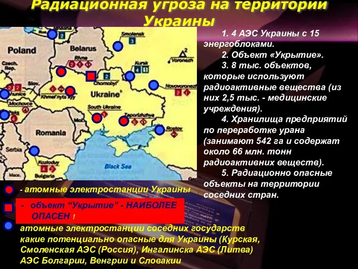 Радиационная угроза на территории Украины 1. 4 АЭС Украины с 15