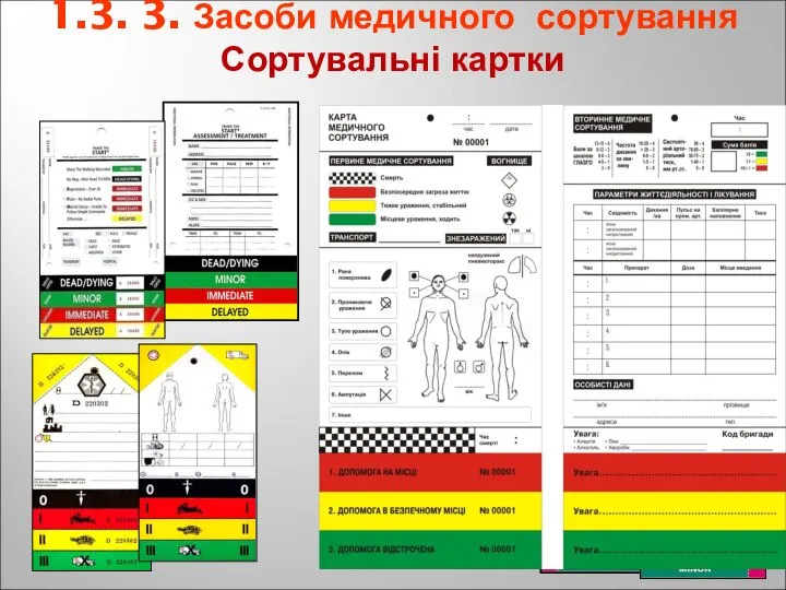 1.3. 3. Засоби медичного сортування Сортувальні картки