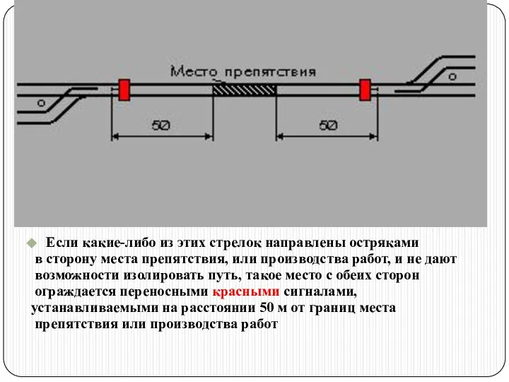 Если какие-либо из этих стрелок направлены остряками в сторону места препятствия,