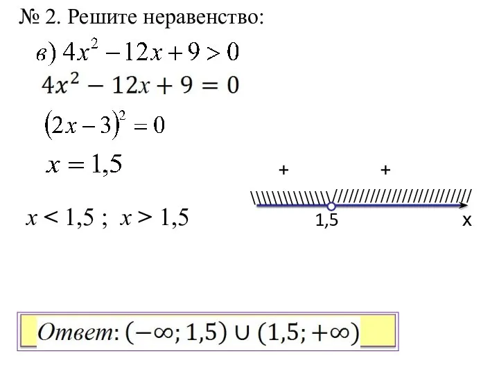 № 2. Решите неравенство: х 1,5 \\\\\\\\\\\\\\\ ////////////////////////// + + x 1,5