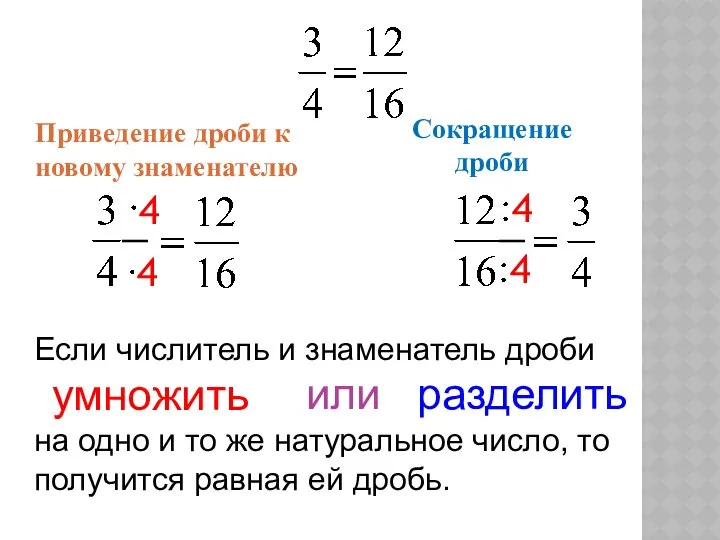 Если числитель и знаменатель дроби умножить на одно и то же