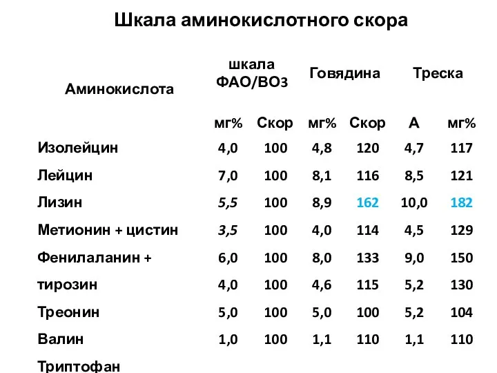 Шкала аминокислотного скора